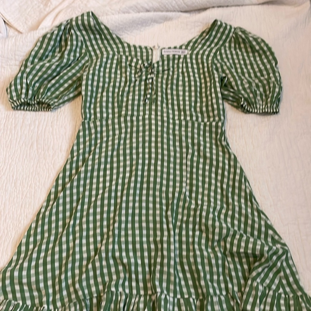 Faithfull the brand green gingham dress